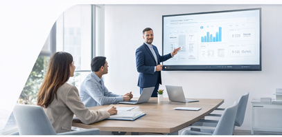 Team EaseControl durante una presentazione di supervisione e report